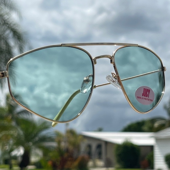 JUICY COUTURE Zillion Sunglasses In Shiny Gold Blue Lenses main image 7
